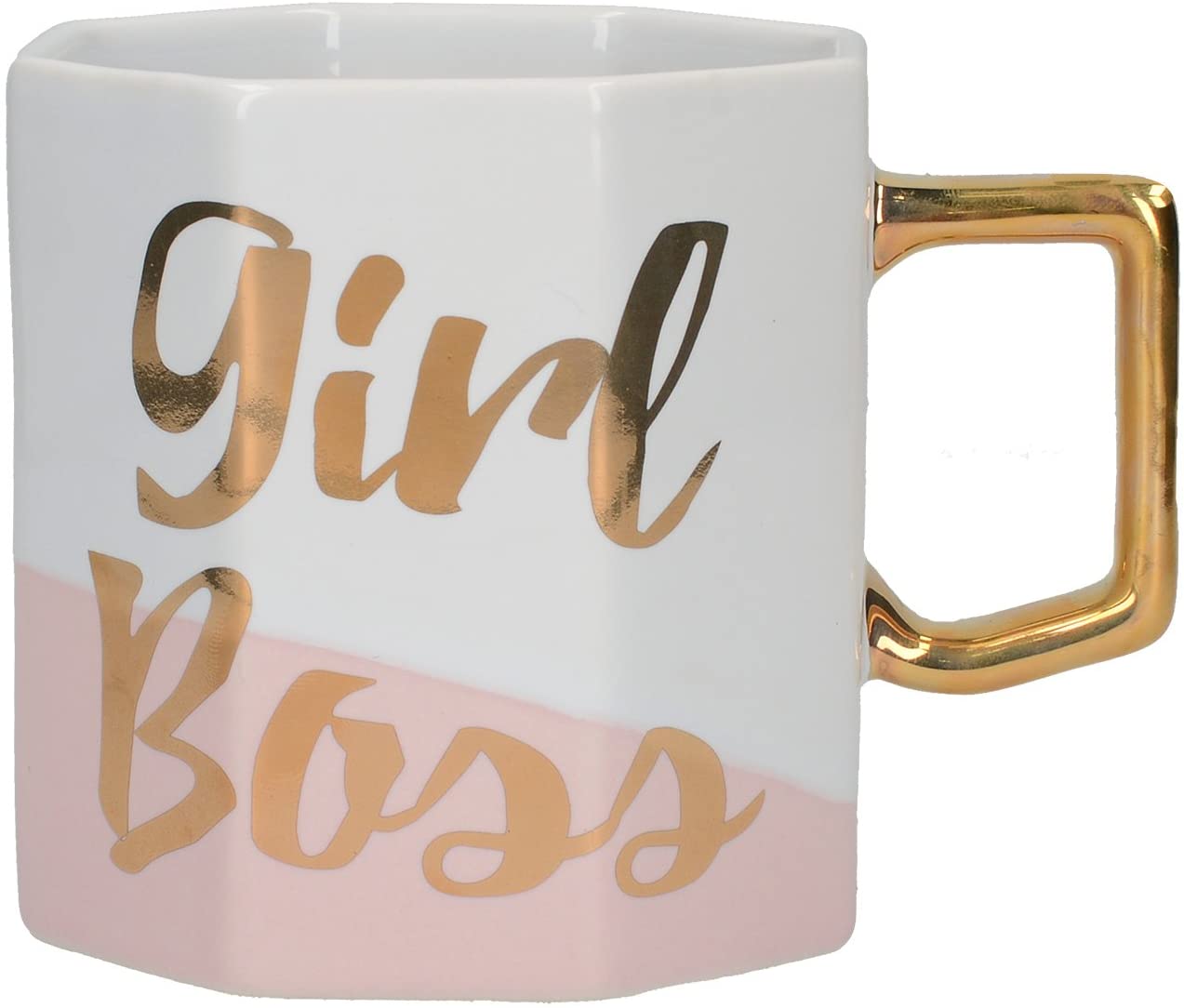 CREATIVE TOPS Girl Boss Octagonal Mug, Ceramic, Multi-Colour, 12.5 x 8.5 x 9.3 cm