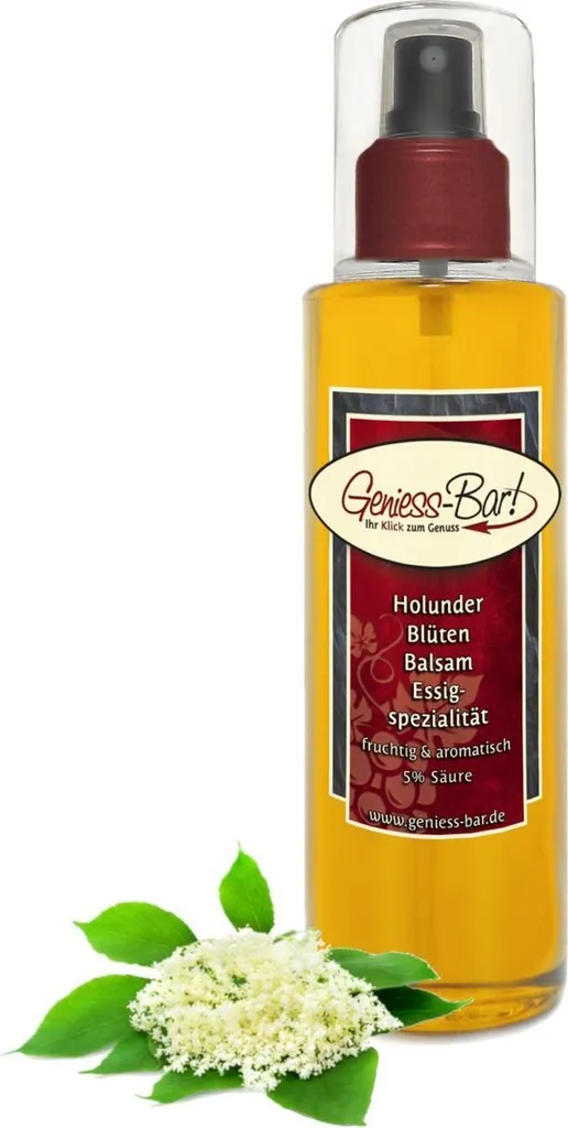 Elderflower balsamic vinegar - specialty spray bottle 0.26L with a wonderful elderberry note 5% acidity vegan elderflower pump spray
