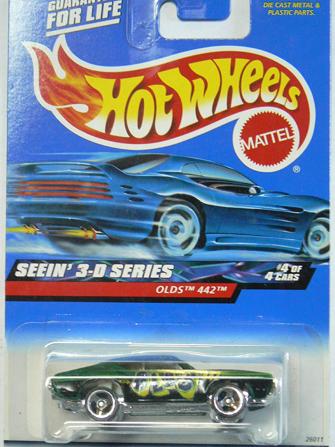 Mattel Hot Wheels 2000 Seein 3D Series Olds 442 On Rectange Card Version # 012 By