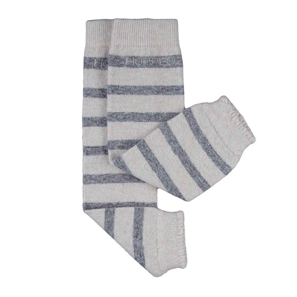 Babystulpen Cashmere / Merino Wool Cream White with Grey Stripes