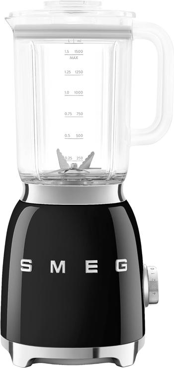 SMEG, BLF03BLEU, 1.5 L Blender, 4 Speed ​​Levels, 4 Automatic Programs, Removable Double Blade, Transparent Lid Opening with Dosing Cap, Non-Slip, 800 W, Black