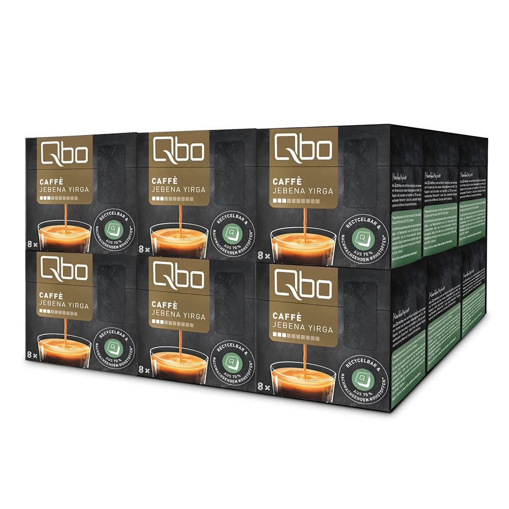 Tchibo Qbo Storage Box Caffè Jebena Yirga Premium Coffee capsules, 144 pieces – 18x 8 capsules (coffee, light and fruity-aromatic), sustainable & made from 70% renewable raw materials