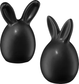 Ceramic bunny, egg shape, matt black, 1 piece