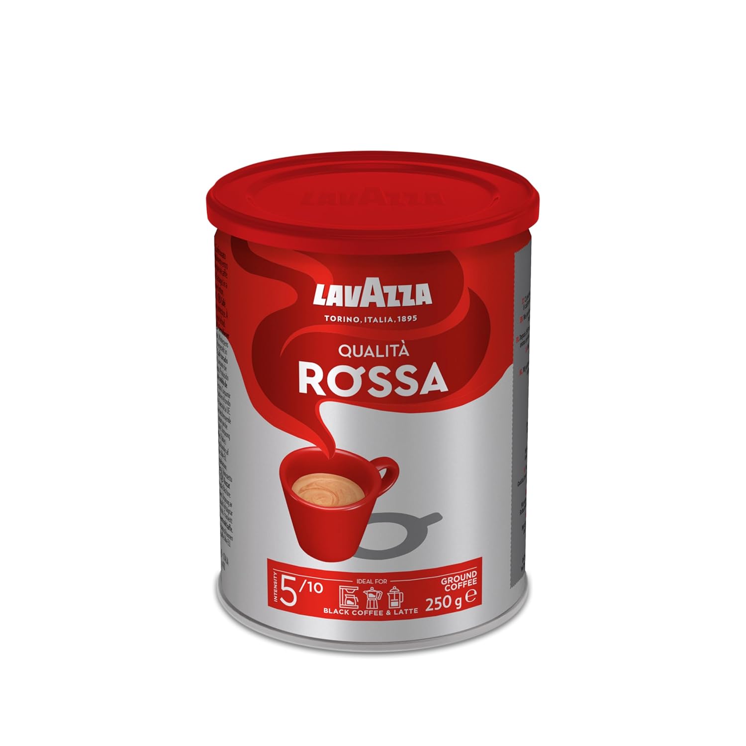 Lavazza, Qualità Rossa, Ground Coffee, Arabica & Robusta, with Aroma Notes of Chocolate and Dried Fruit, Intensity 5/10, Medium Roast, 250 g