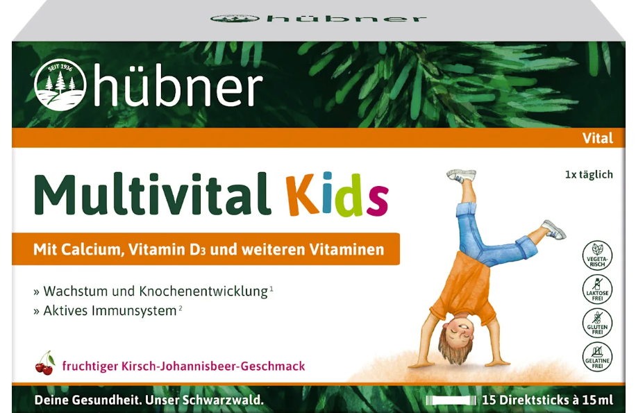 Hübner Multivital Kids direct sticks 15 pieces, 225 ml