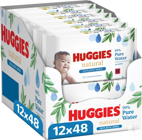 Huggies Baby Wipes Natural 0% Plastic 576 pieces