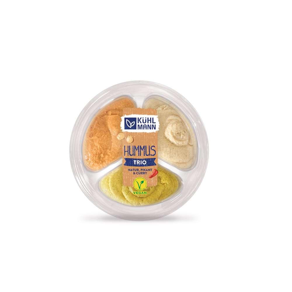 Hummus Trio, natural, spicy & curry