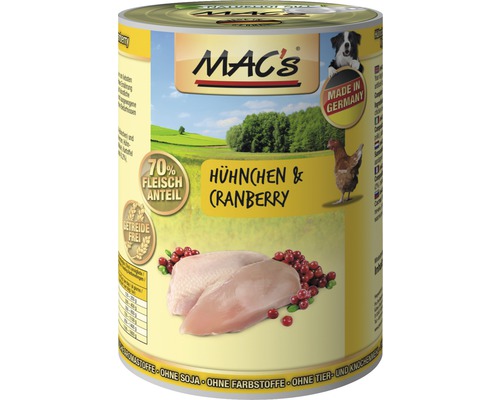 Wet dog food MAC's DOG chicken and cranberry 400 g