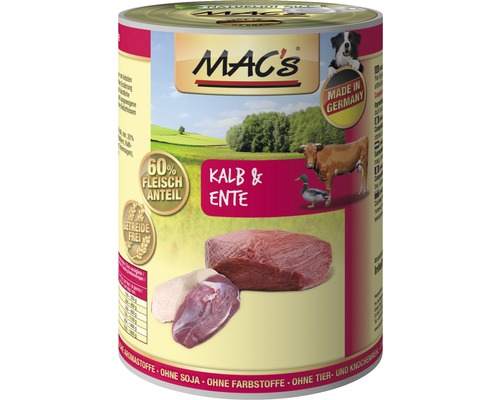 Wet dog food MAC's DOG veal and duck and potatoes 400 g