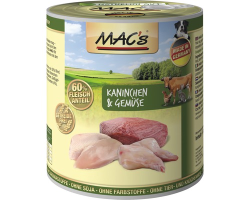Wet dog food MAC's DOG rabbit and vegetables 800 g
