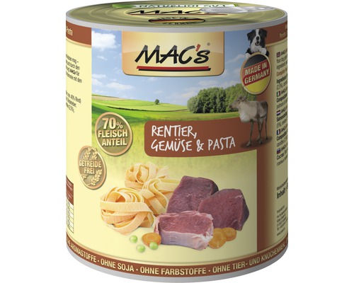 Wet dog food MAC's DOG reindeer, pasta and vegetables 800 g