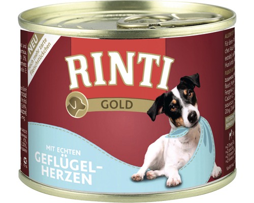 Wet dog food RINTI Gold poultry hearts 185 g