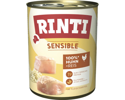 Wet dog food RINTI Sensitive Chicken & Rice 800 g