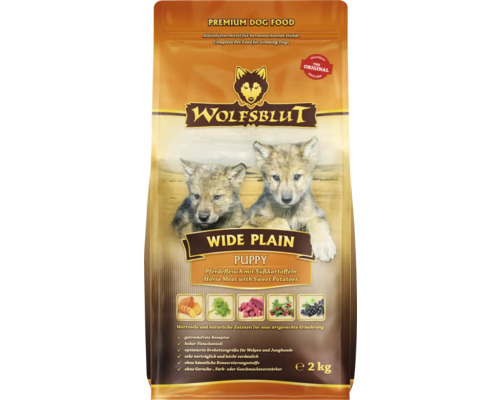 Dry dog ​​food WOLFSBLUT Wide Plain Puppy Horse with sweet potatoes, puppy food with valuable superfoods, grain-free, gluten-free 2 kg