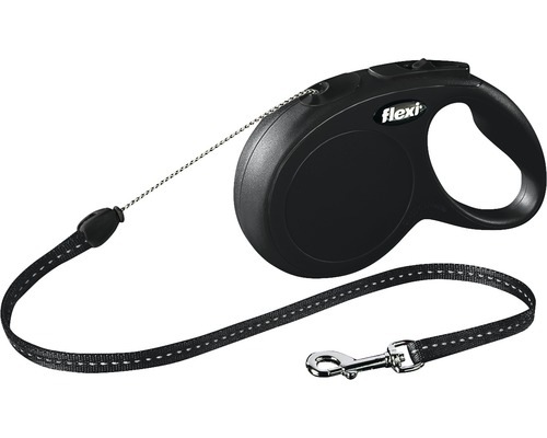 Dog leash flexi New Classic rope size. S 500 cm max. 12 kg black