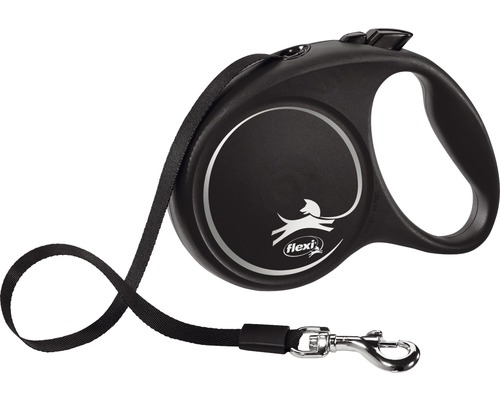 Dog leash flexi roll leash with strap M 5 m < 25 kg black