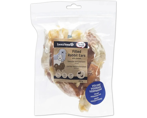 Dog snack beeztees stuffed rabbit ears with chicken approx. 250 g chew item