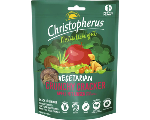 Dog snack Christopherus apple with lentils 125 g vegetarian, grain-free, low in fat, dental care