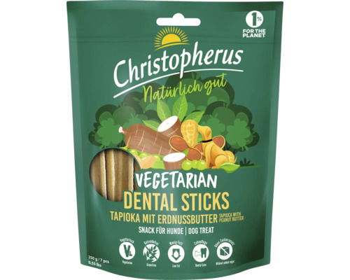 Dog snack Christopherus tapioca with peanut butter 250 g vegetarian, grain-free, low in fat, dental care