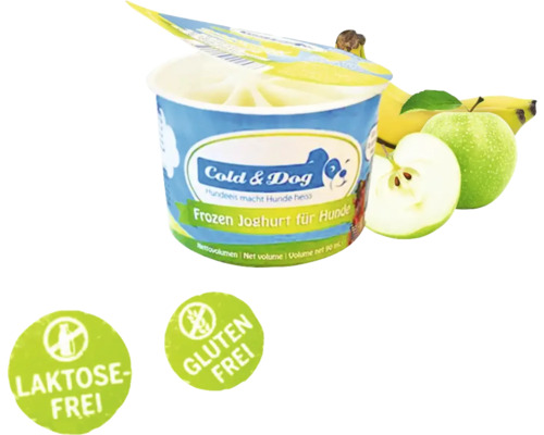 Dog snack Cold&Dog frozen yogurt apple-banana 90 ml dog ice cream, lactose-free, gluten-free