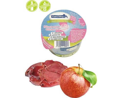 Dog snack Cold&Dog frozen yogurt chicken liver apple 90 ml dog ice cream, lactose-free, gluten-free