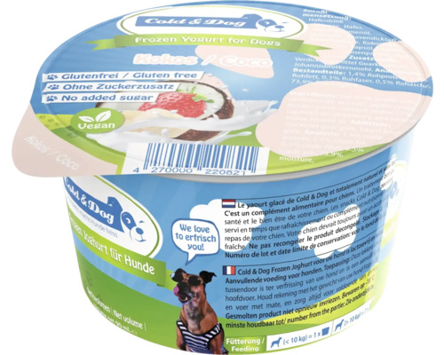 Dog snack Cold&Dog frozen yogurt with coconut - strawberry 90 ml dog ice cream, lactose-free, gluten-free, vegan