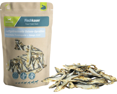 Dog snack DAUERKAUER fish chewer Baltic Sea sprats approx. 60 g dental care, stress relief for dogs, chewing item