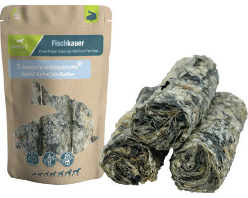 Dog snack DAUERKAUER Fischkauer XL Iceland cod rolls, 3 pieces, approx. 180 g dental care, stress relief for dogs, chewing item