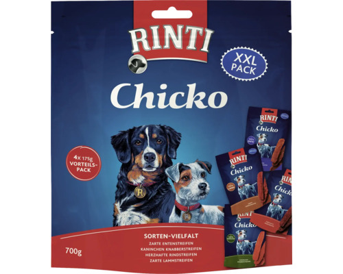 Dog snack RINTI Rinti Chicko variety XXL 700 g, rabbit nibble strips, beef strips, lamb strips, duck strips