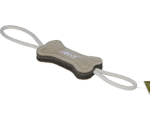 Dog toy dobar training toy made of genuine cowhide with felt filling in the shape of a bone approx. 45 x 8 x3 cm
