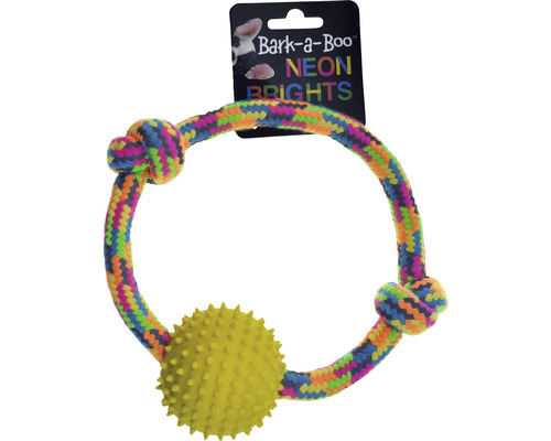 Dog toy rope ring with ball 15 x 15 x 6 cm random color selection