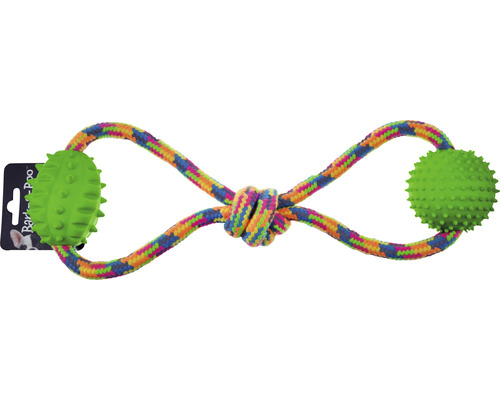 Dog toy pull rope with 2 balls 35 x 7 x 6 cm random color selection