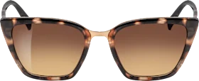Sunglasses adults brown patterned frame, brown tinted lenses, cat eye style, 1 piece