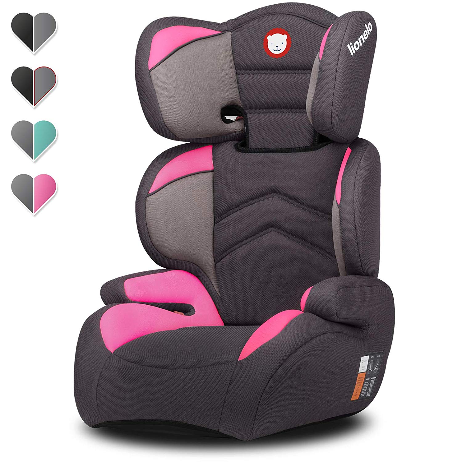 Lionelo Lars Child Seat, 15-36 kg Car Seat, Group 2 3, Reinforced Headrest with Adjustment Option, Side Protection Armrests, ImpactGuard Construction
