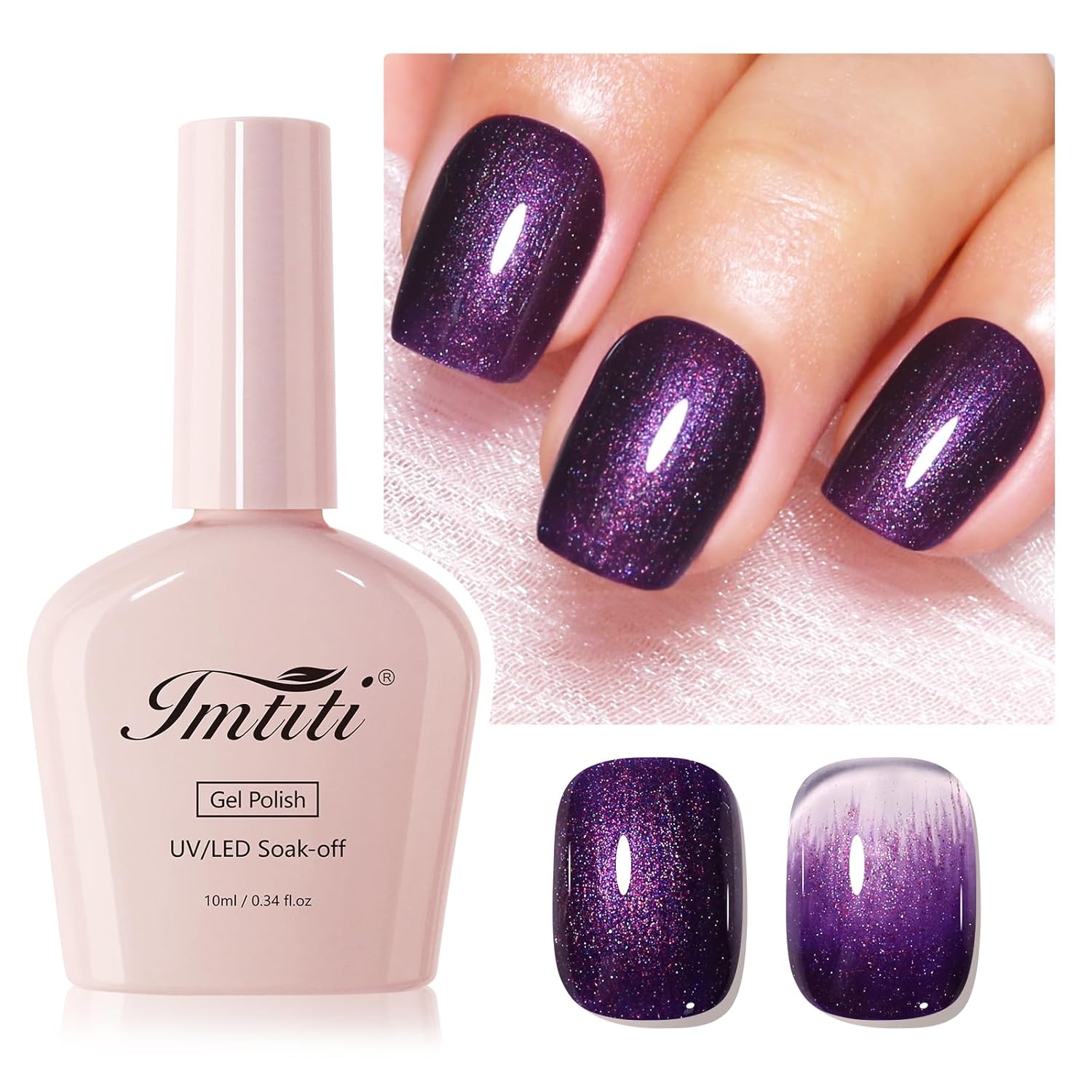 Imtiti Glitter Gel Nail Polish, 1 x Light Purple Gel Polish Sparkle Purple Soak Off UV LED Gel Polish, Long Lasting, Nail Art Starter Manicure Salon DIY at Home for Women (10 ml)