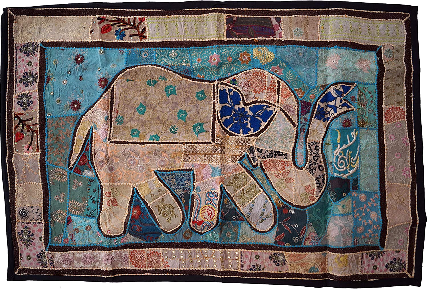 Guru-Shop Indian Tapestry Patchwork Wall Hanging 150 X 100 Cm-Pattern 1, Wa