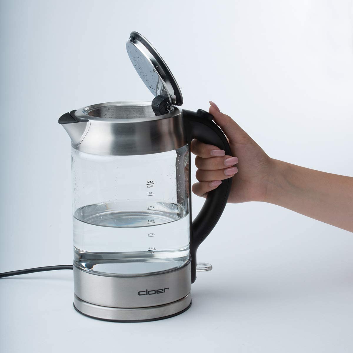 Cloer Stainless Steel Kettle / 2200 W / Water Level Indicator / Boil Dry and Overheating Protection