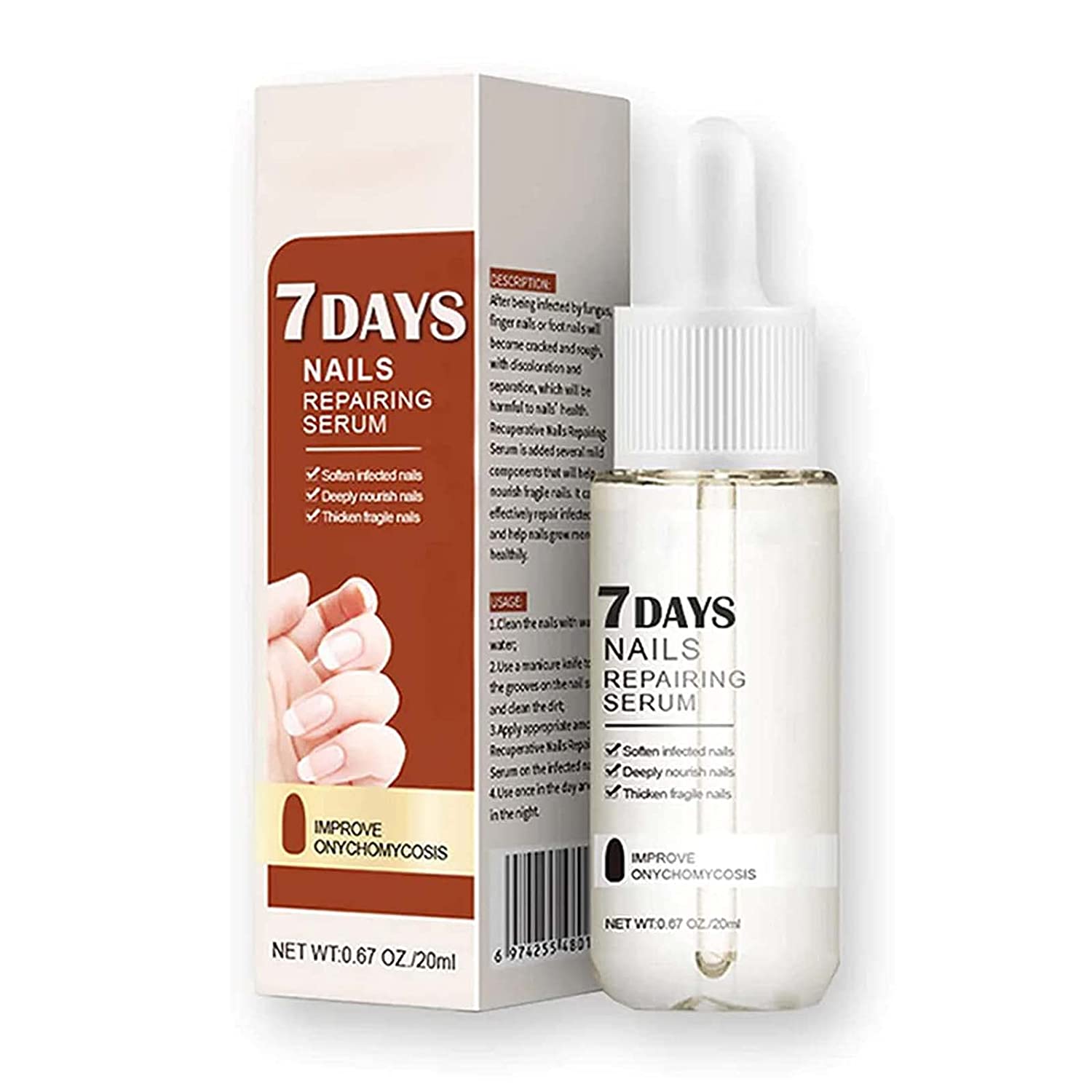GFOUK 7 Day Nail Growth and Strengthening Serum, Nail Growth and Strength Serum, Nail Serum Repair Essence, Cuticle Oil Strengthener, Stronger Nails in 1 Week Nail Strengthening Treatment (Pack of 3)