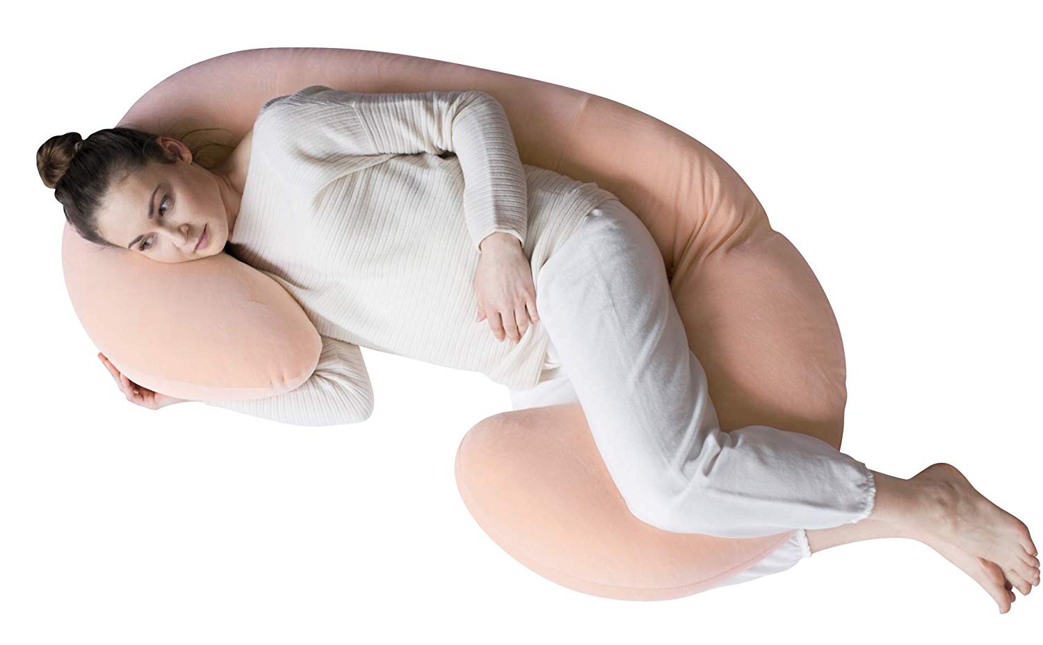 Motherhood Sleepy-C Premium Breastfeeding and Positioning Pillow Cotton Velour, Öko-Tex Standard 100 apricot