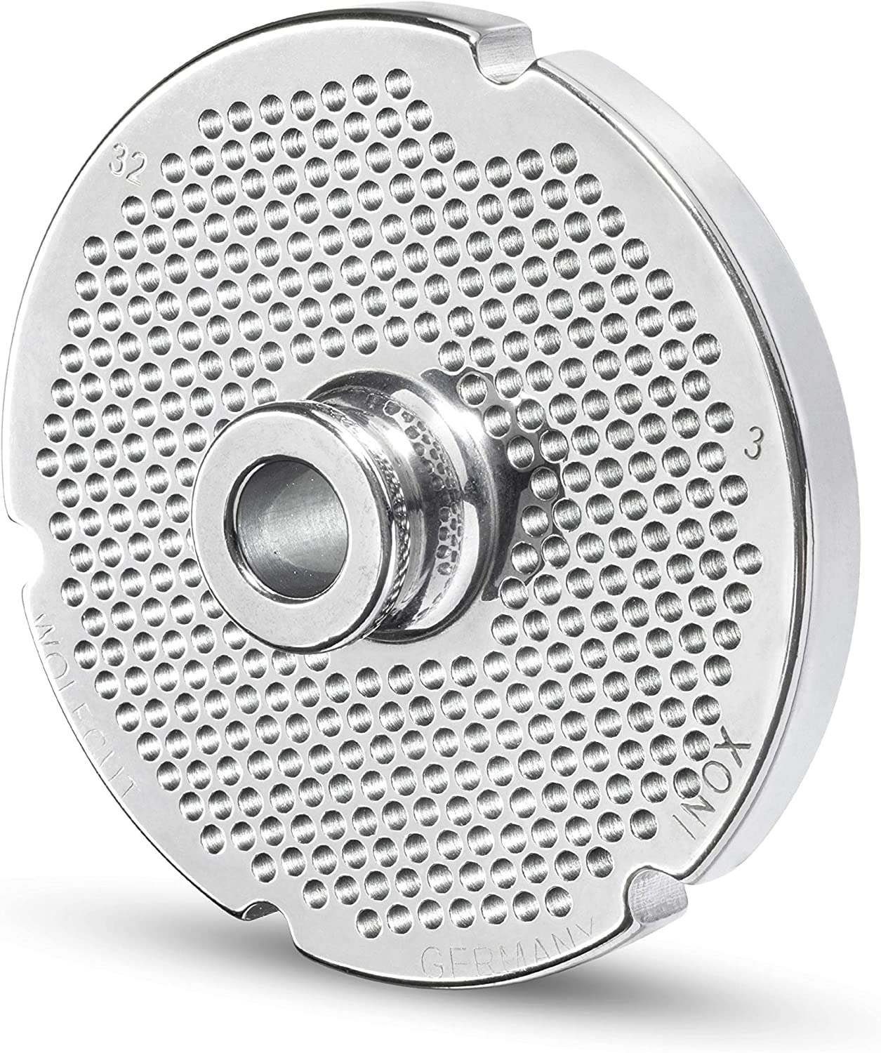 WolfCut Perforated disc with hub and 4 grooves for all standard meat grinder sizes 32 (3.0 mm)