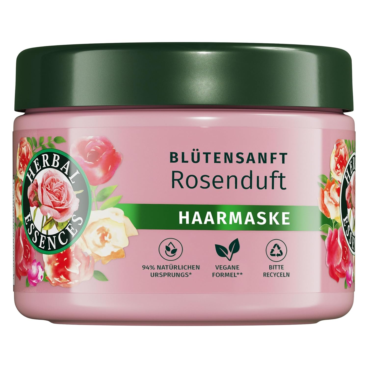 Herbal Essences Blumensanft Hair Mask with Rose Fragrance 300 ml From Dull Hair to Silky Shiny Hair, With Rose Essence, Ingredients of Natural Origin, Vegan