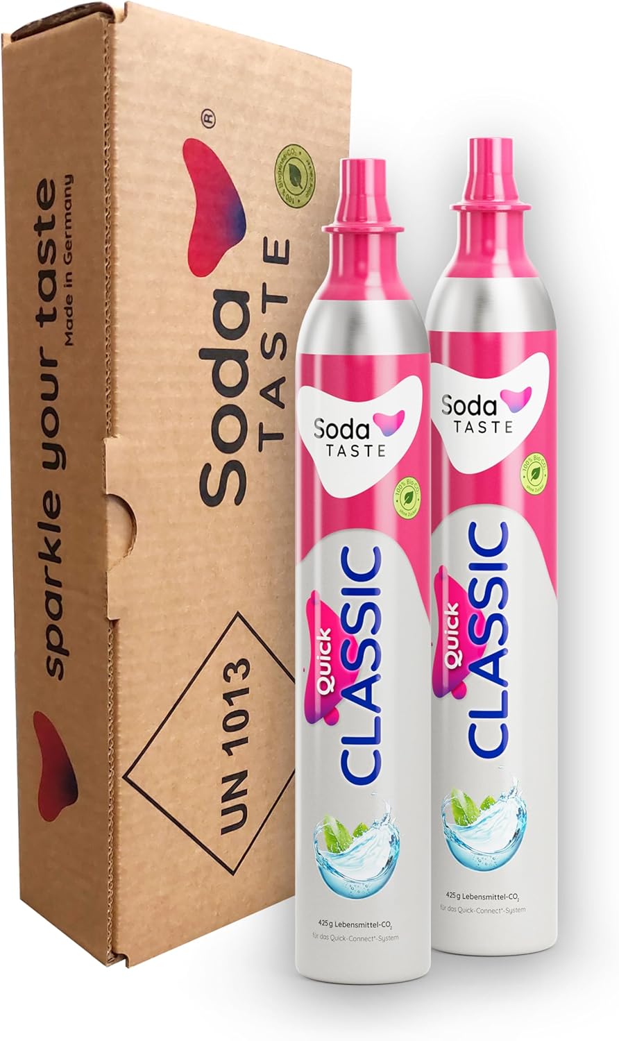 SodaTASTE Quick Classic CO2 Purchase Cylinder Pack of 2 (Reserve Cylinder) for Water Carbonators with Quick Connect System, for up to 120 L of Sparkling Water