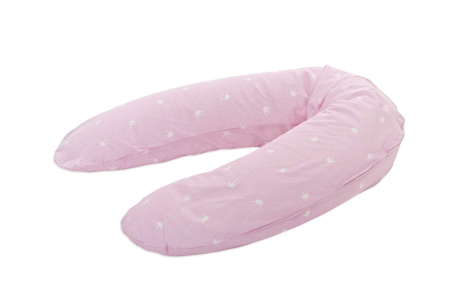 Träumeland TT12511 Nursing and Pregnancy Pillow/Crown Design with Quiet Bead Filling approx. 190 cm pink