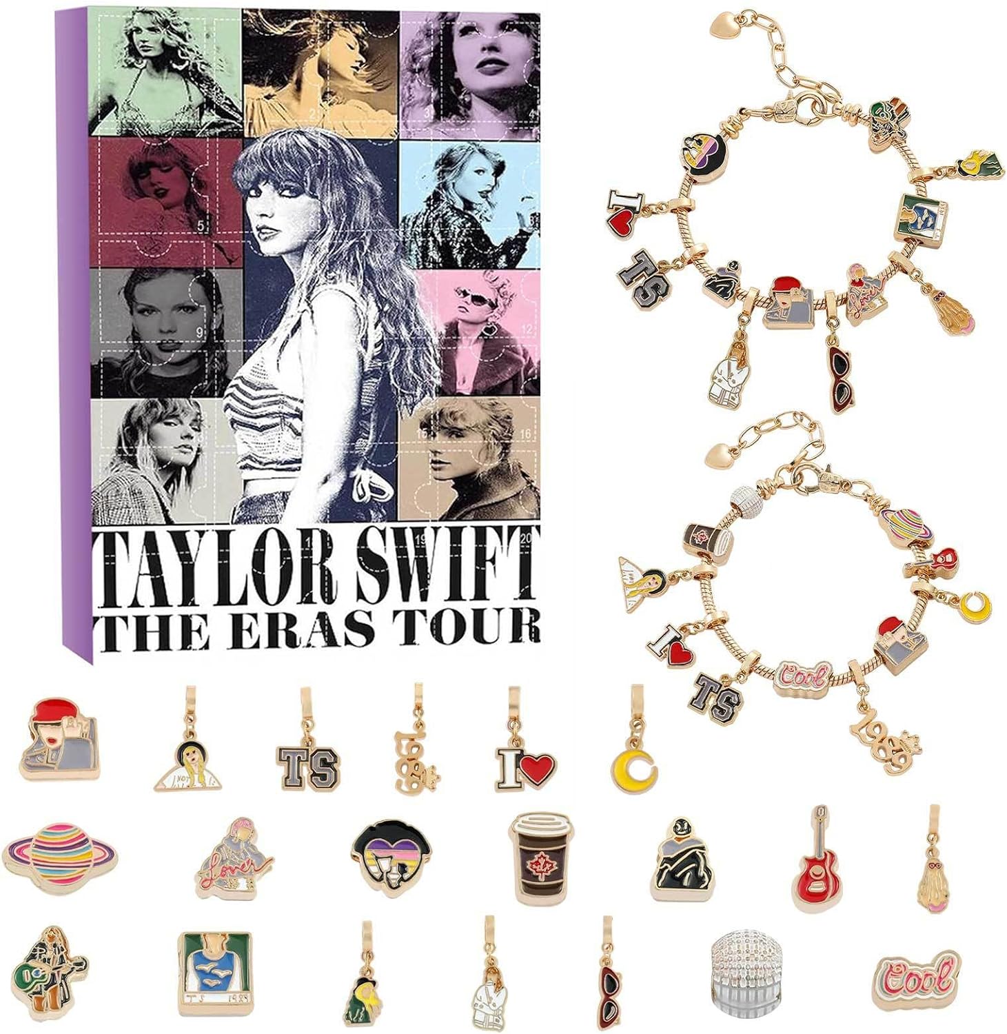 Fans Gift Box Set Christmas Countdown Advent Calendar, 24 Pieces Acrylic Pendants & Key Chains, Charms, Collectible for Children, Christmas Advent Calendar 2023 (Taylor Swift G)