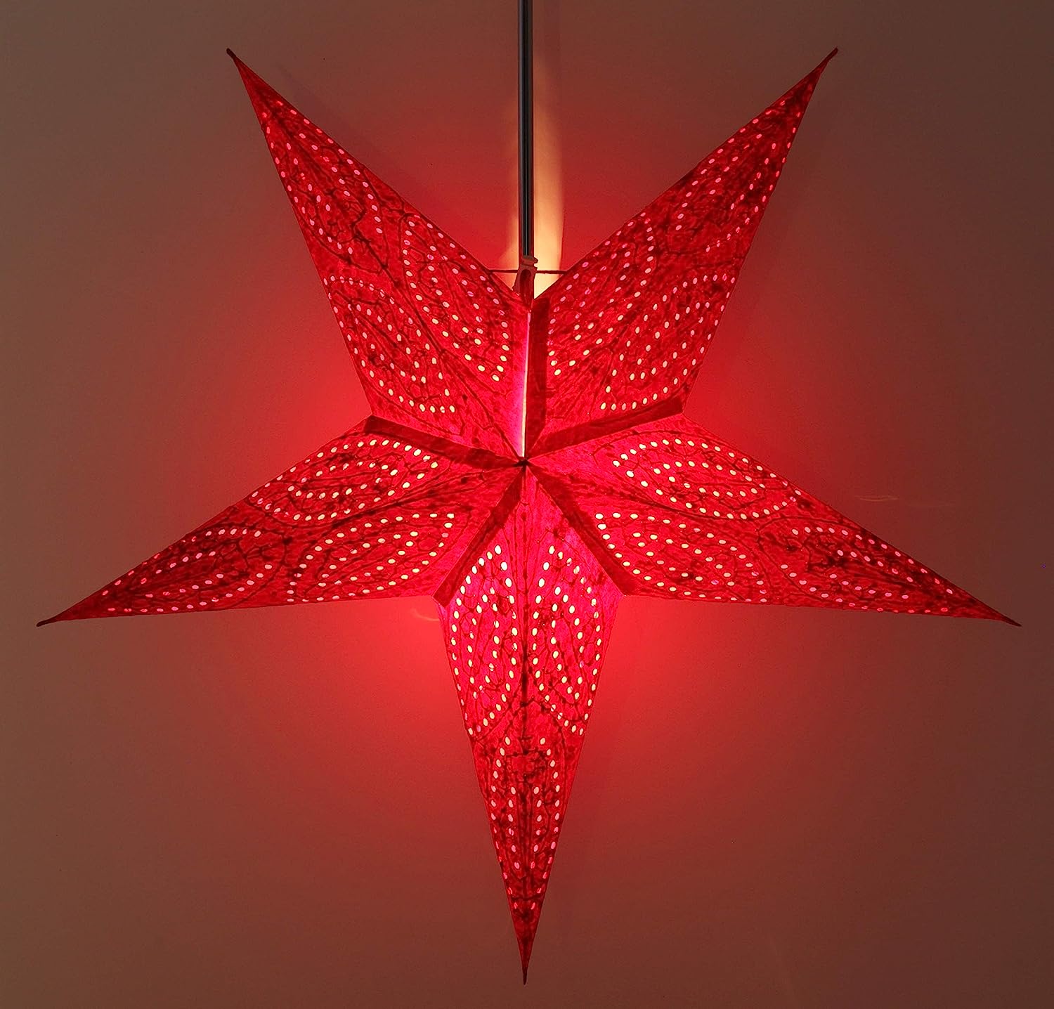 Guru-Shop Foldable Advent Light Paper Star, Christmas Star, Mercury Red, Window Decoration, 5 Points