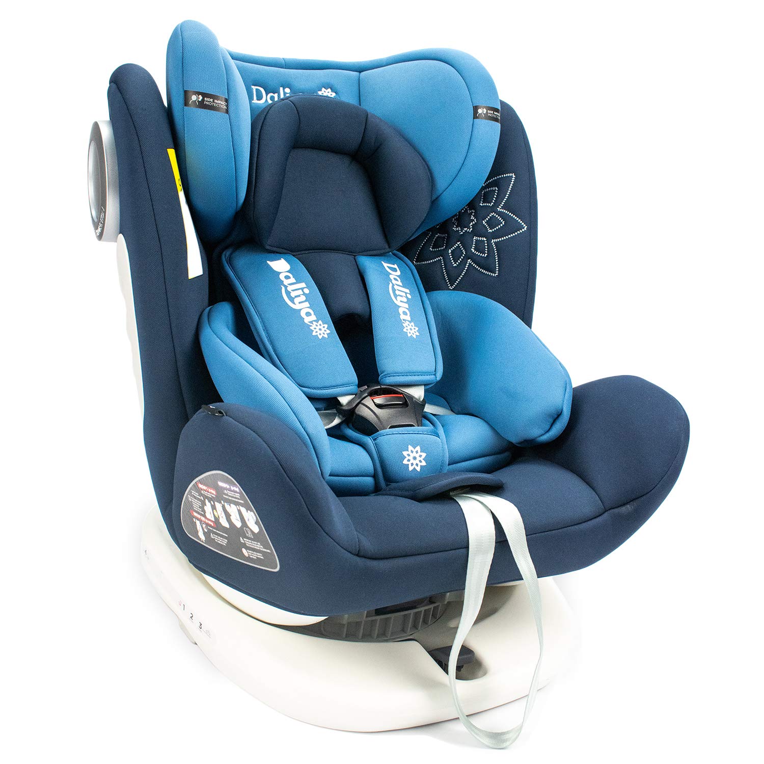 Daliya® Sedion Child Car Seat 0-36 kg 360° Grey Child Seat Size 0+1+2+3 Isofix Fix Top Tether 5-Point Safety Belt Includes Sun Canopy 2x Isofix Colour Blue