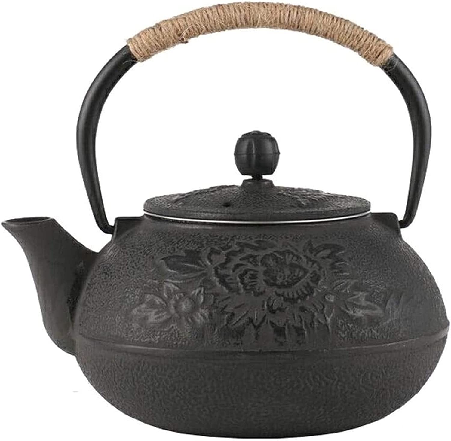 Teekannen Uomun Iron Cast Iron Stainless Steel Infuser Cast Iron Tea Kettle Cooker Cooking Top Flower Coated for 900 ml