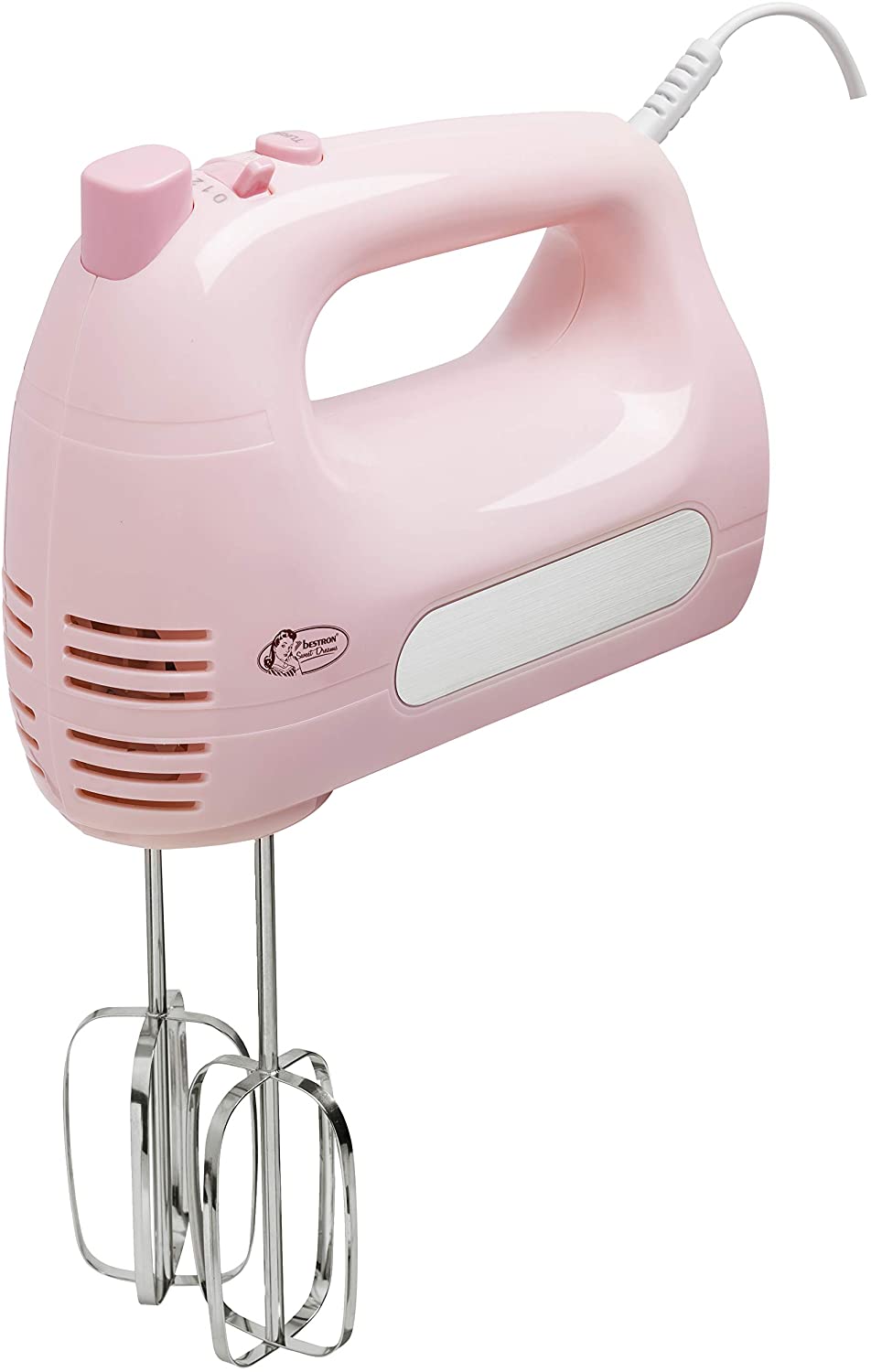 Bestron Hand Mixer with Beaters and Dough Hook, 6 Speed Selection, 300 W