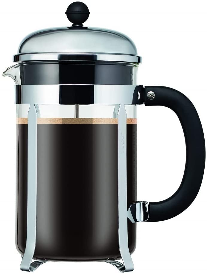 Bodum 11735 16 Coffee Maker with Ergonomic Grip Santoprène Cups, chromed steel, chromed metal, 12.4 x 19.3 x 25.3 cm