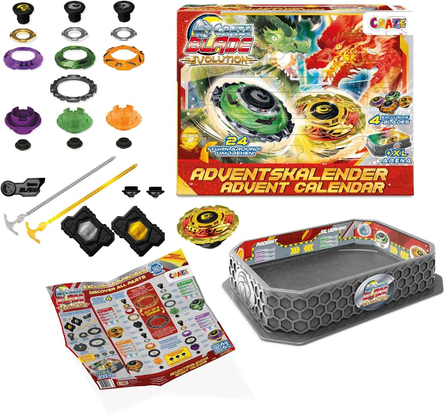 Blade Advent Calendar for Boys - Battle Spinner Toy Advent Calendar with Battle Arena, Launcher & Spinning Top - Christmas Calendar for Boys and Girls